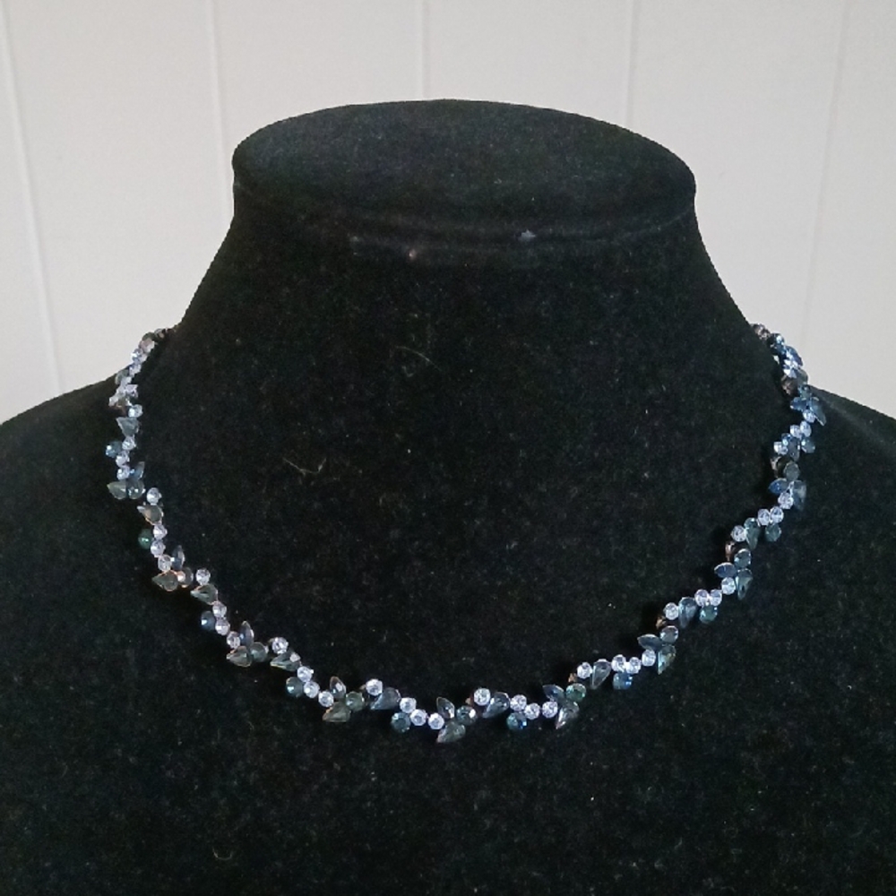 Givenchy Blue Crystal Flower Necklace.